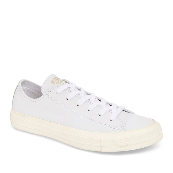 Converse Shoes - CONVERSE All Star white leather low top sneakers- Size 9.5